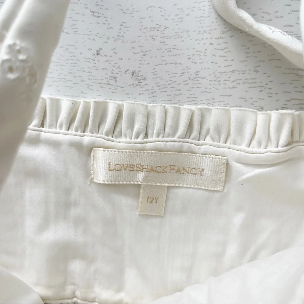 LoveShackFancy Girls Embroidered Sleeveless Crop Top Size 12Y White